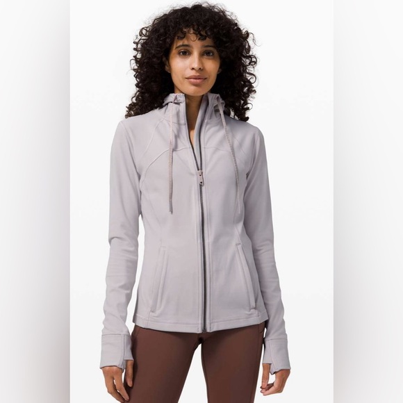 lululemon athletica Jackets & Blazers - Lululemon Hooded Define Jacket Nulu Chrome Size 10 Zippered Pockets Thumb Holes